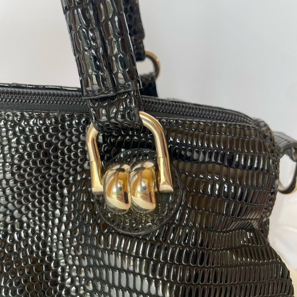 Kushite‎ black faux python snakeskin handbag - Picture 2 of 14